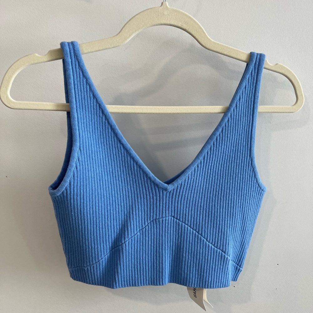Zulu & Zephyr Siesta Cotton Blend Knit blue Crop Top